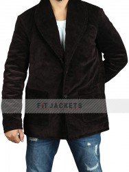 Brown Corduroy Shawl Collar Jacket For Men