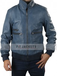 Mens Ribbed Style Real Leather Jacket