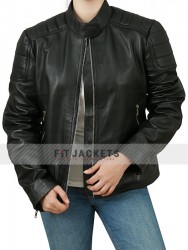 Slim Fit Black Real Leather Jacket For Womens