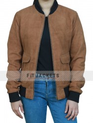 Womens Stylish Brown Bomber Leather Jacket